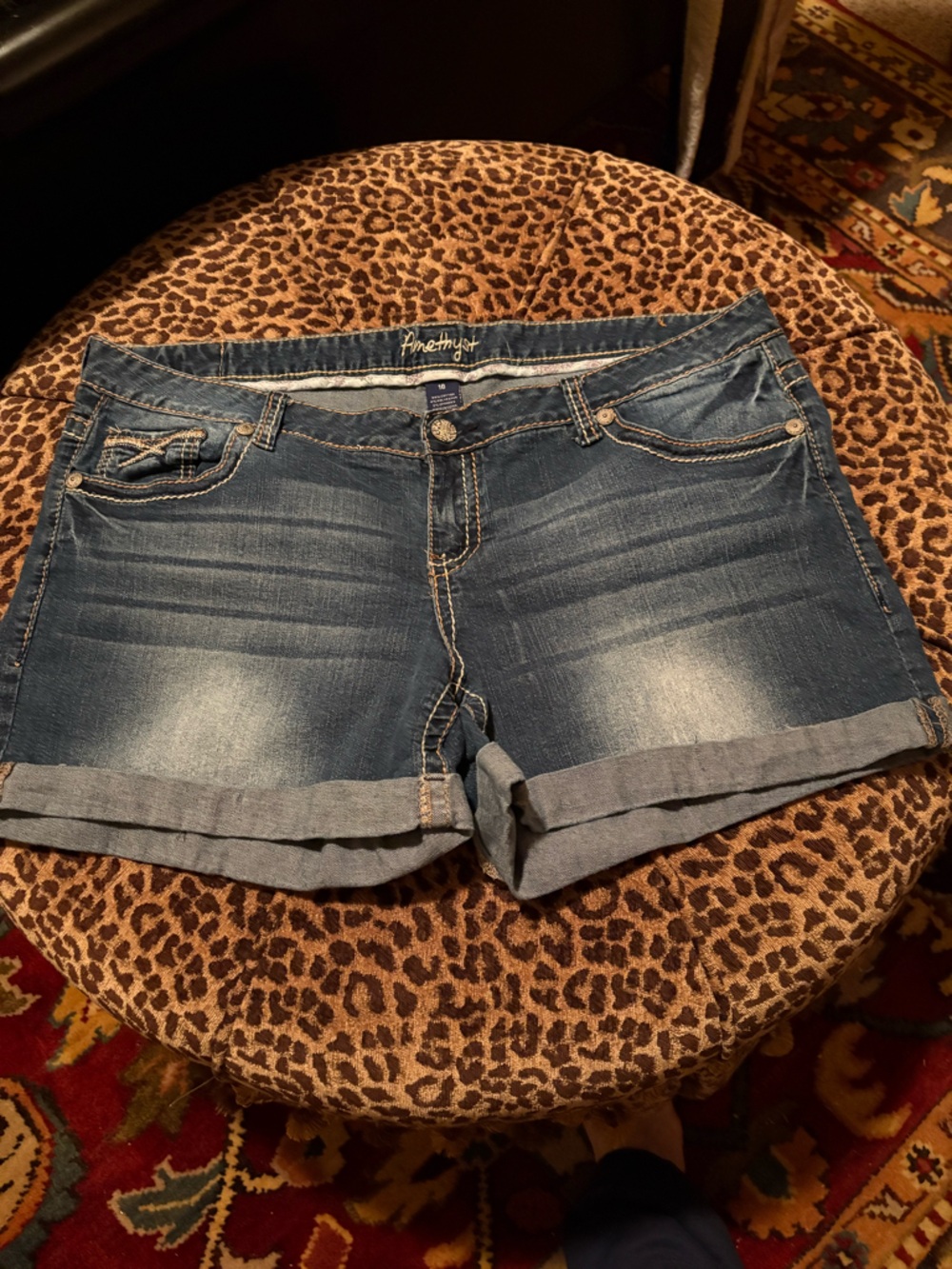 Amethyst Blue Cuffed Denim Shorts